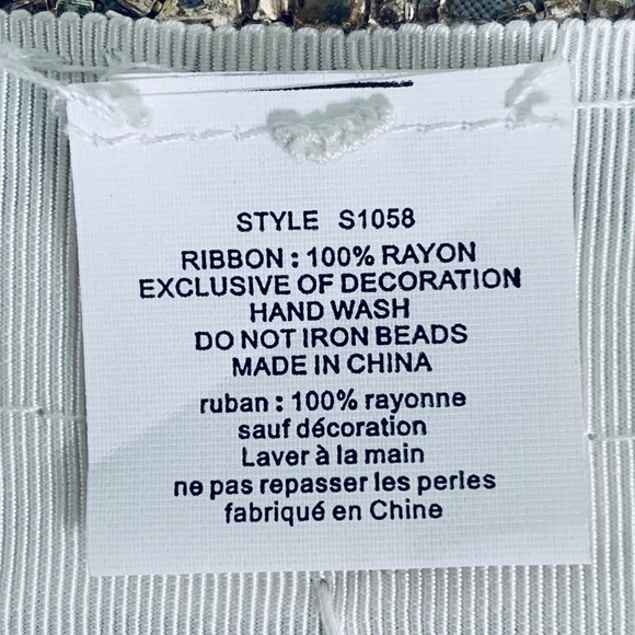 Grosgrain Beaded Bridal Sash Ivory - Picture 9 of 10